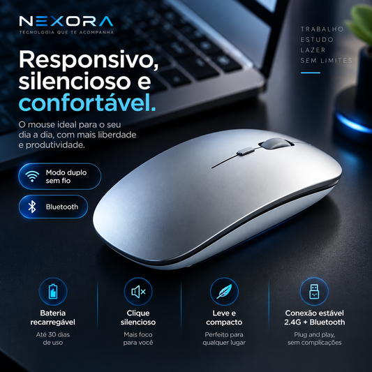 Mouse Recarregável Wireless